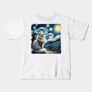 Selkirk Rex Starry Night Inspired - Artistic Cat Kids T-Shirt